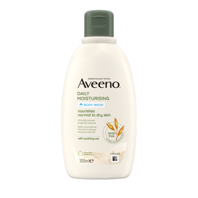 Aveeno Daily Moisturising Body Wash 300ml | Gently Cleanses and Hydrates Dry Skin | With Soothing Oat Formula for Soft, Healthy-Looking Skin