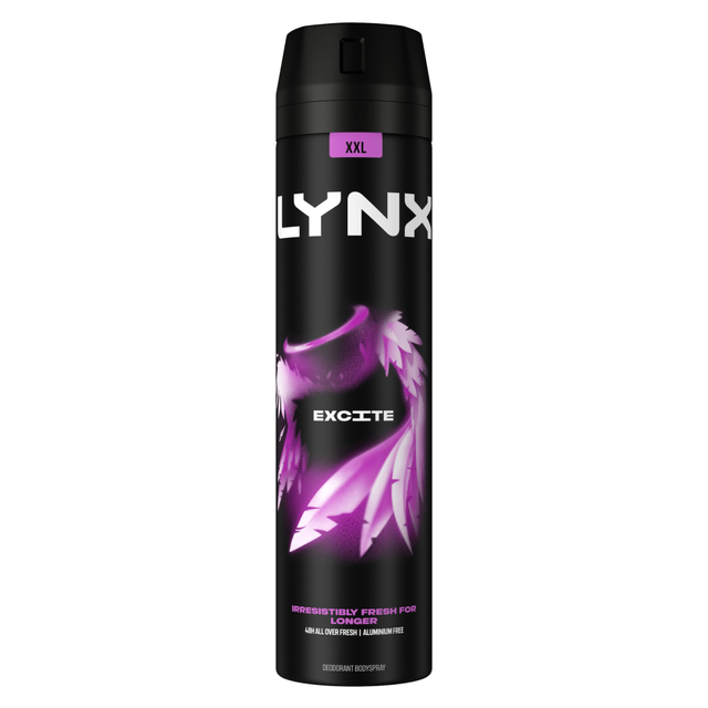 Lynx Aerosol Body Spray Excite XXL 250ml - Long Lasting Men's Deodorant for 24hr Freshness and Confidence