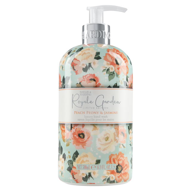 Baylis & Harding Luxury Hand Wash: Royale Garden Peach Peony & Jasmine Scent, 500ml Bottle for Nourishing Skincare