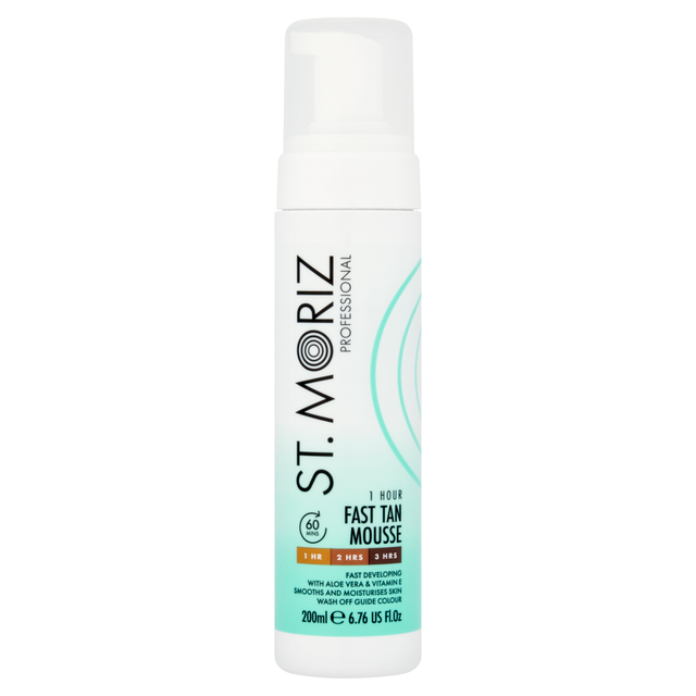 St. Moriz Professional Tanning Mousse | Fast 1 Hour Self Tan 200ml for Instant Natural Glow and Long-Lasting Bronze Finish