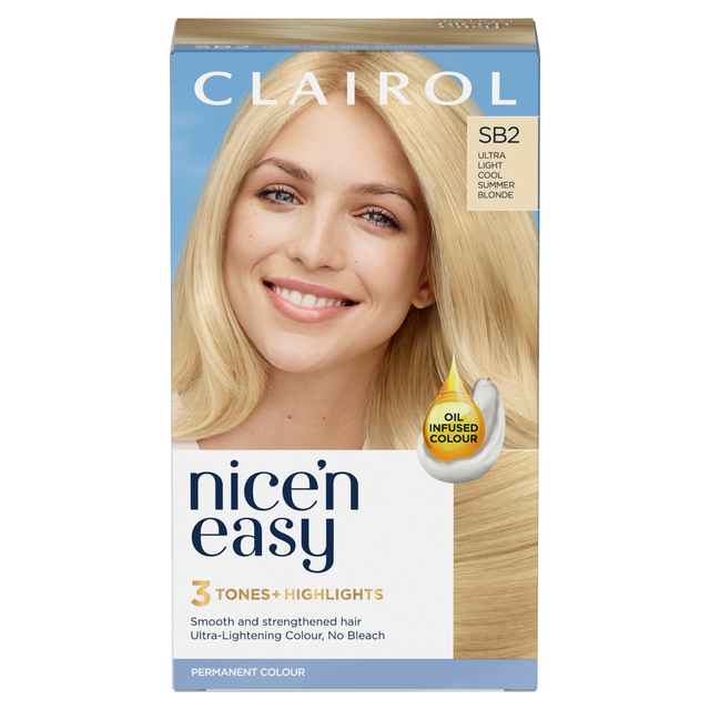 Clairol Personal Care Hair Colourants Nice'n Easy Permanent Hair Dye Kit Ultralight Cool Summer Blonde for Vibrant, Long-Lasting Shine