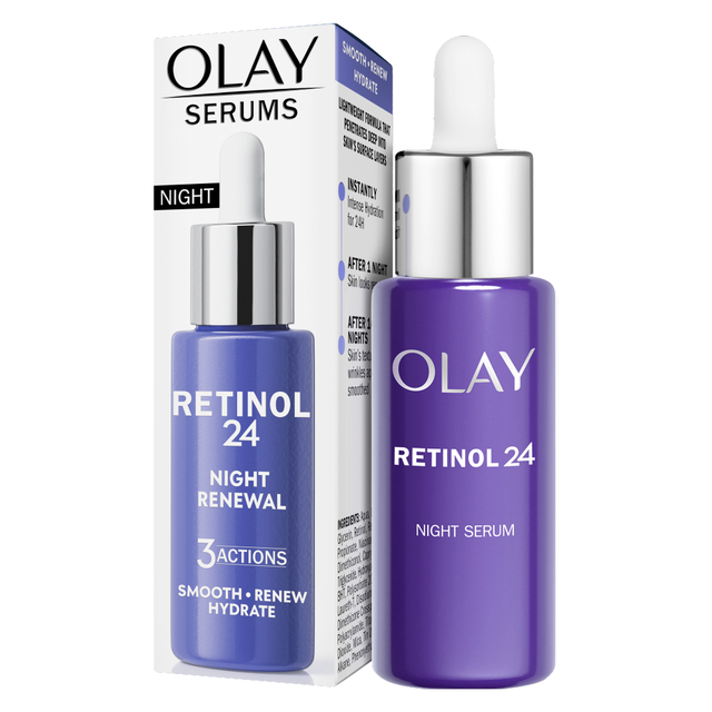 OLAY Night Serum for Face Care - 24 Hour Hydration and Renewal, 40ml Bottle for Overnight Skin Repair