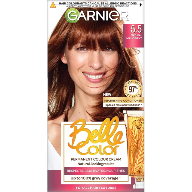 Garnier Hair Colourants Permanent Dye 5.5 Light Natural Auburn 60g for Rich Long-Lasting Shine and Nourished Hair