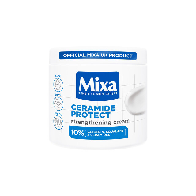 Mixa Ceramide Protect Strengthening Body Cream for Very Dry, Sensitive Skin, with Glycerin & Squalane, Fragrance-Free 400ml