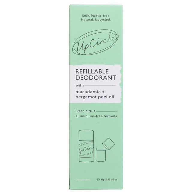 UpCircle Refillable Deodorant Stick with Macadamia, 41g - Natural, Creamy Solid Formula for All-Day Freshness