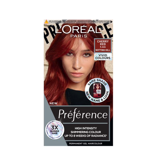 L'Oréal Paris Préférence Vivids Permanent Hair Dye in 5.664 Cherry Red - Intense & Vibrant Red Hair Color