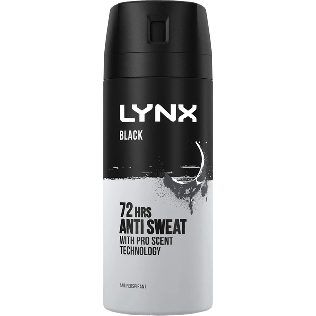 Lynx Personal Care Body Spray Black | Deodorant and Antiperspirant Aerosol with a Bold and Masculine Fragrance