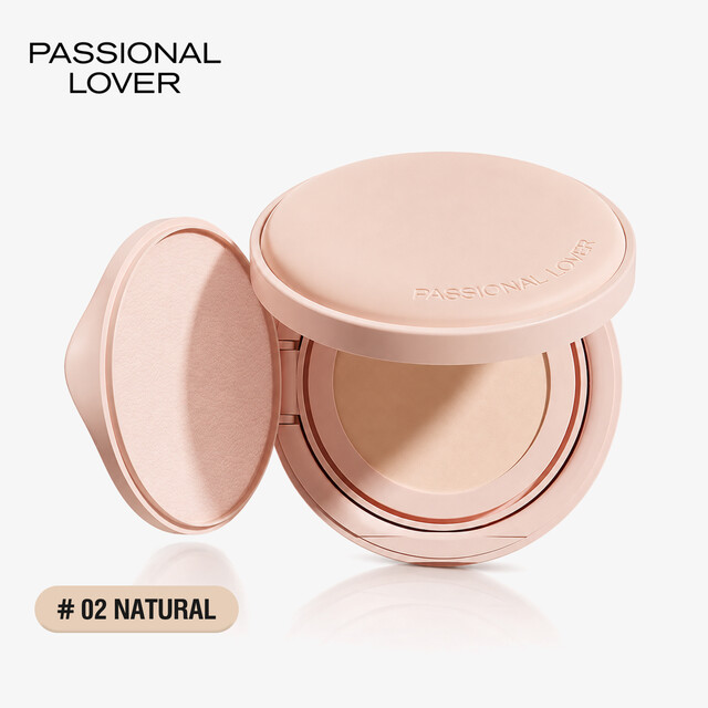 Passional Lover Air Cushion Foundation Makeup 2.0, #02 Natural Beige for a Flawless Soft Mist Skin Look and Concealer