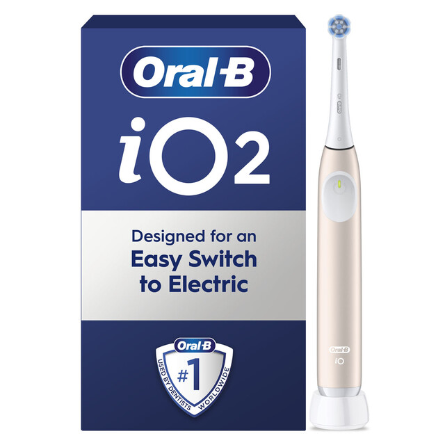 Oral-B iO2 Pink Electric Toothbrush - 3 Modes, 100% Cleaner Teeth, Pressure Sensor, Quiet & Long-Lasting Battery