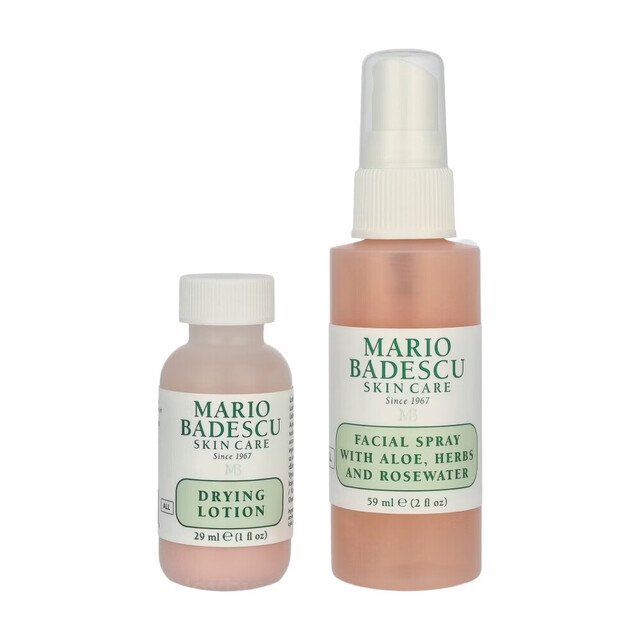Mario Badescu Travel Set: Mini Drying Lotion & Facial Spray for On-The-Go Skincare, Perfect for Quick Trips