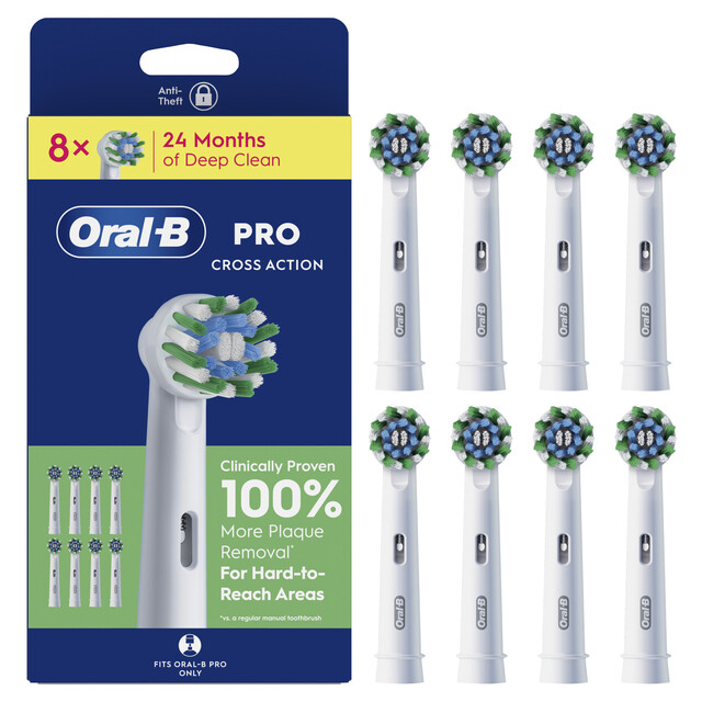 Oral-B Pro Cross Action Electric Toothbrush Replacement Brush Heads, 8 Pack for Exceptional Cleaning