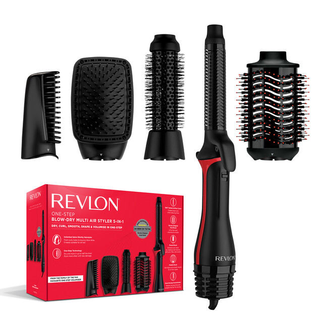 Revlon One-Step 5-in-1 Multi-Air Hair Styler: Volumizing Hot Air Brush for Fast Blowouts, Smooths Frizz & Adds Volume