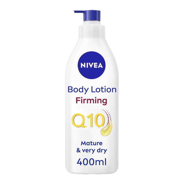 NIVEA Firming Body Milk: Q10 Extra Nourishing Lotion, Visibly Firms Skin for Dry & Mature Skin 60+, 400ml bottle