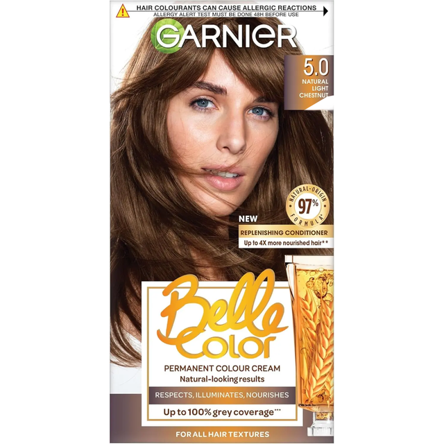 Garnier Hair Colourants Permanent Belle Hair Dye Color 5 Natural Brown 190g Long-Lasting Vibrant Shade