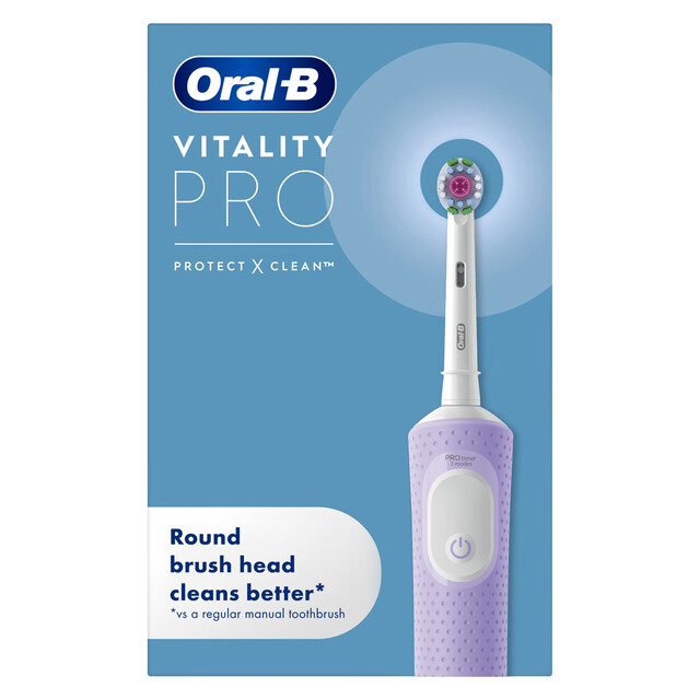 Oral-B Vitality Pro Electric Toothbrush - 3 Cleaning Modes, Round Brush Head & Timer for a Dentist Clean Feel, in Lilac Purple