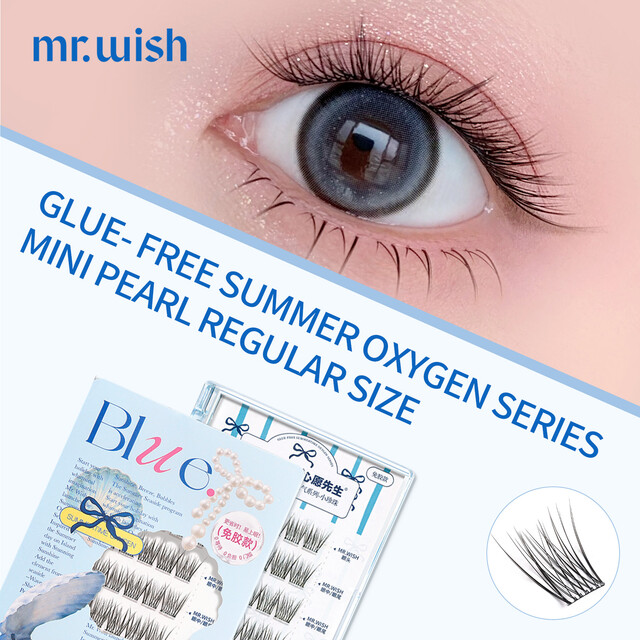 MR.WISH Pre-Glued Lashes - Summer O2 Little Pearl & Sparkly Tear-Jerker, 48 Clusters, Color: Youthful Glow for Dramatic Eye Makeup