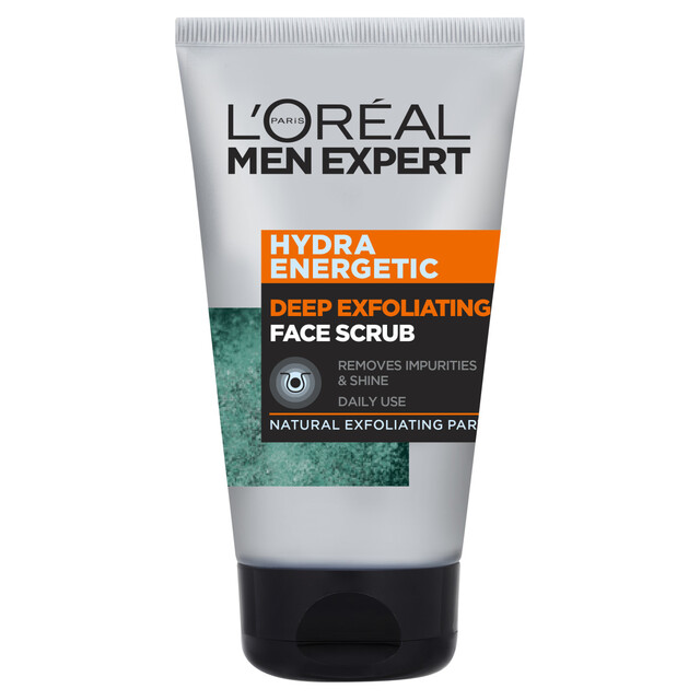 L'Oréal Men Expert Face Scrub: Hydra Energetic Deep Exfoliating Scrub for men, 100ml - Refreshing & Purifying