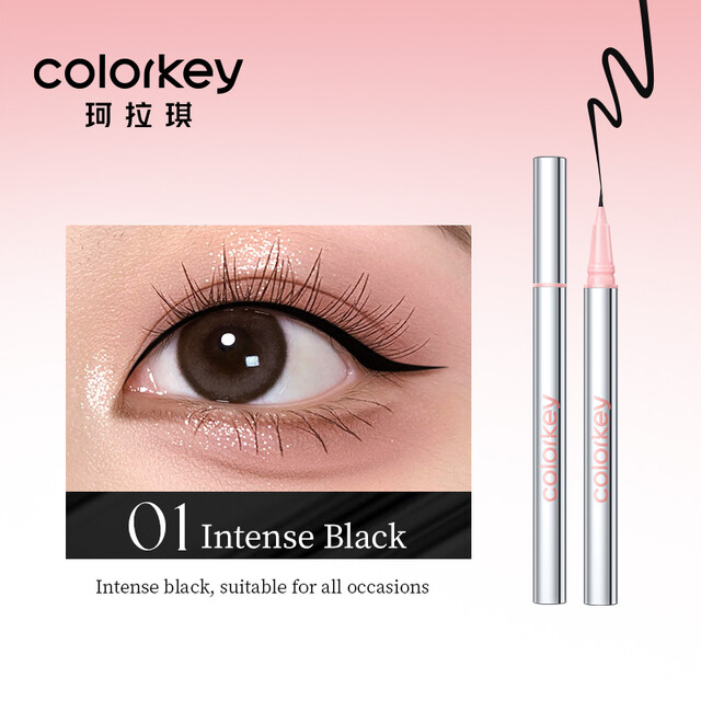 COLORKEY Liquid Eyeliner: Ultra Fine Tip in 01 Intense Black for Precise Makeup Definition and Long-Lasting Wear.