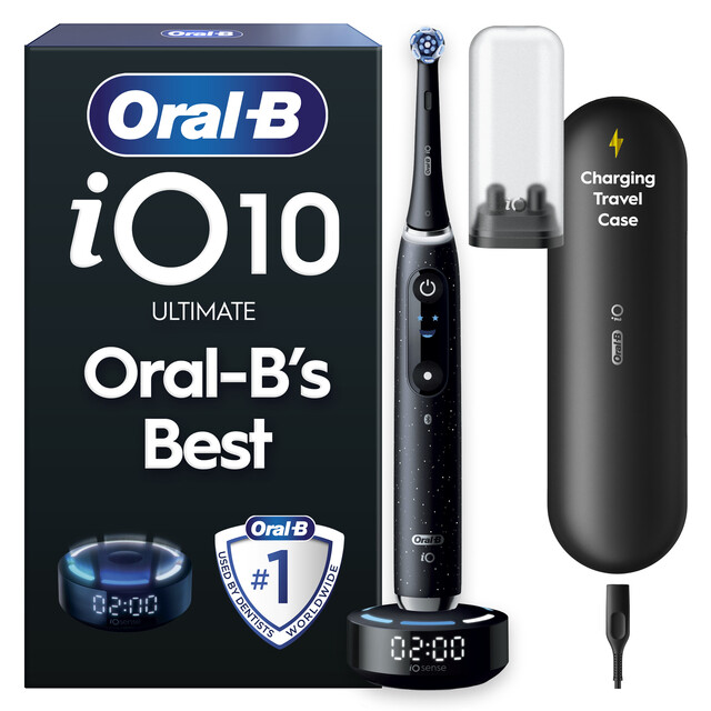 Oral-B iO10 Series 9 AI Electric Toothbrush with Interactive Color Display, 7 Modes, Smart Travel Case & Charger in Cosmic Black