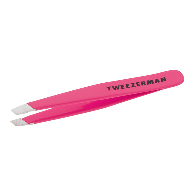 Tweezerman Mini Slant Tweezer - Neon Pink Precision Beauty Tool for Expert Eyebrow Shaping & Hair Removal