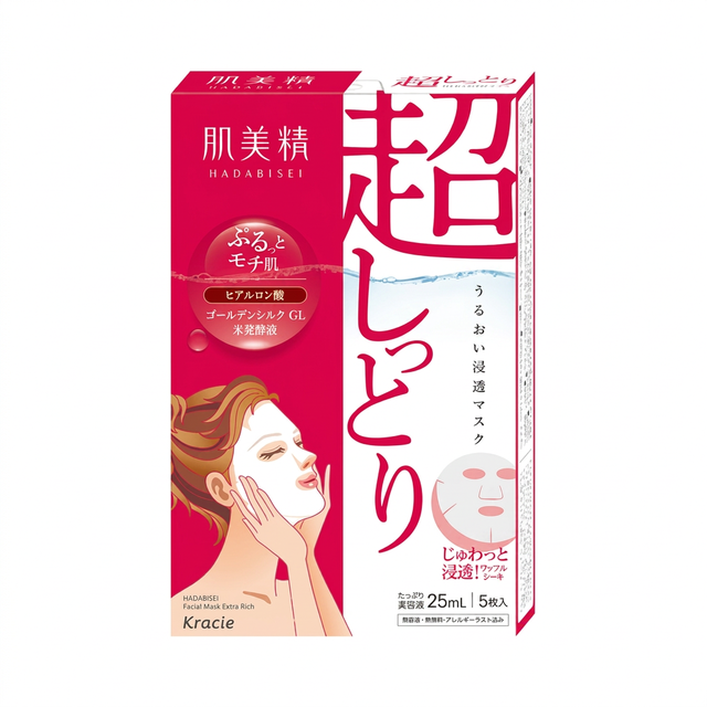 Hadabisei Moisturizing Face Mask 5-Pack: Intense Hydration for a Smooth, Supple, and Glowing Complexion