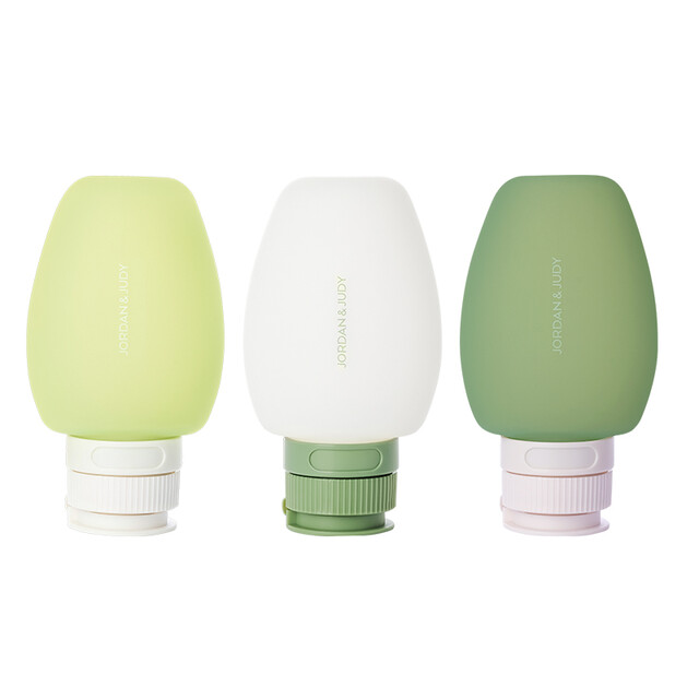 JORDAN&JUDY Travel Bottles Set | 3-Pack Leak-Proof Silicone Containers for Shampoo & Cosmetics | 60ml, Great Gift