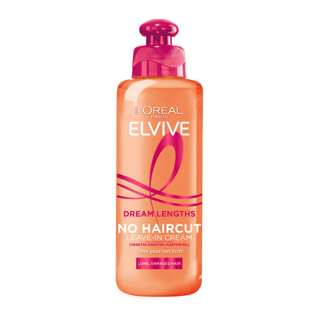 L'Oréal Paris Hair Leave In Conditioner Cream by Elvive Dream Lengths No Haircut Cream for Long, Damaged Hair with Keratin