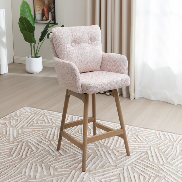 Cotswold Swivel Blush Bar Stools, Set of 2 | Home Bar Furniture for Kitchen, Dining Room or Pub Style Counter Seating