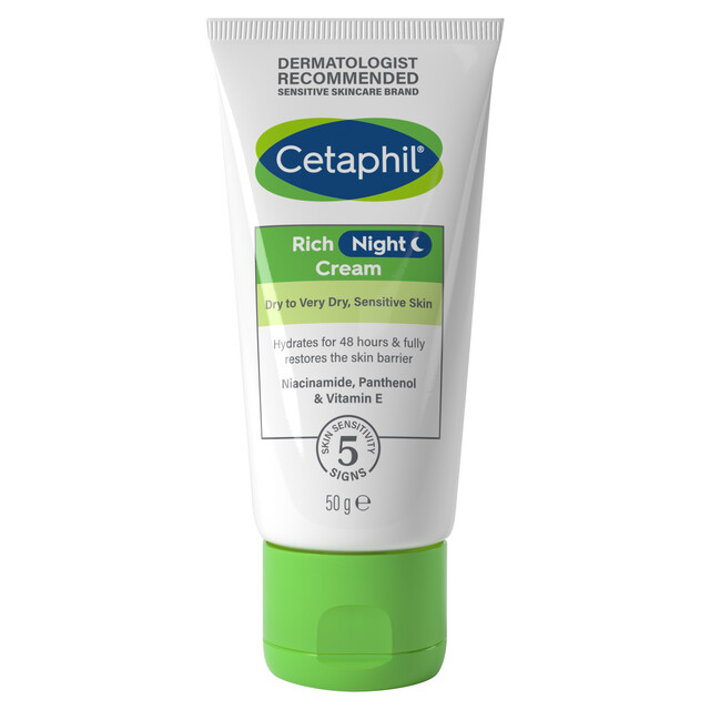 Cetaphil Moisturizing Night Cream for Face: 50g Rich Hydrating Formula for Overnight Nourishing Skin Care Regimen