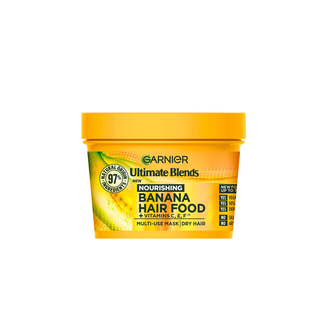 Garnier Ultimate Blends Hair Mask: Banana Hair Food for Dry Hair, Multi-Use Treatment with 7X Nourishment & Vitamins C, E, F