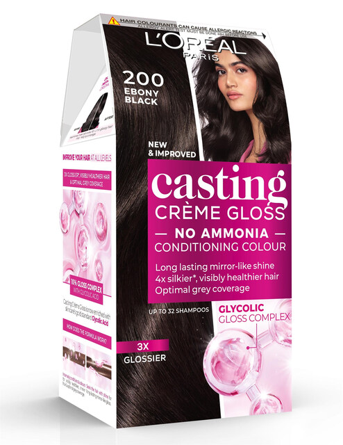 L'Oréal Paris Casting Crème Gloss Semi-Permanent Hair Colour - Ammonia-Free Glossing Treatment Lasts Up To 32 Washes In Ebony Black