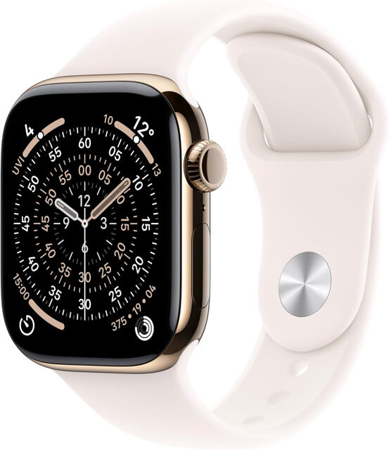Apple Watch Series 11 GPS + Cellular 46mm Gold Titanium Case - Light Blush Sport Band (S/M) for men and Women