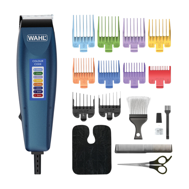 WAHL Hair Clipper Kit with Multi-Length Combs for Precision Home Haircuts, Corded Men's Grooming Device, Blue 9155-2917