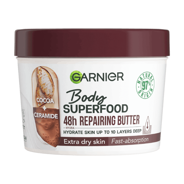 Garnier Body Superfood Repairing Body Cream: Nourish with Cocoa & Ceramide for Intensely Hydrated Skin
