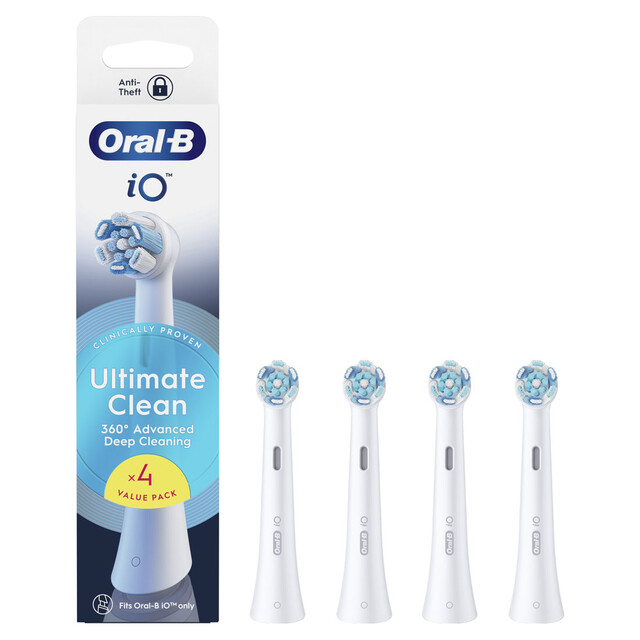 Oral B Oral-B iO Ultimate Clean White Toothbrush Heads 4 Pack, White