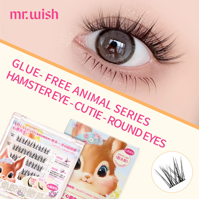 MR. WISH Anime Manga Lashes - Sweet-Spicy Style False Eyelashes in Mouse Style Vivid Round Eye Regular Size (36 Clusters)