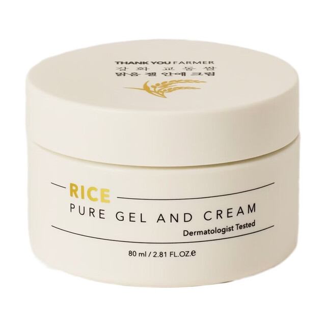 Thank You Farmer Rice Pure Gel and Cream 80ml: 100% Rice Moisturizer for Deep Hydration & Nourishing Skin Care