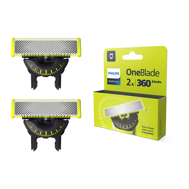 Philips Male Electric Shaver OneBlade 360 Replacement Blade for Face – Dual-Sided Flexible 2 Pack QP420/50