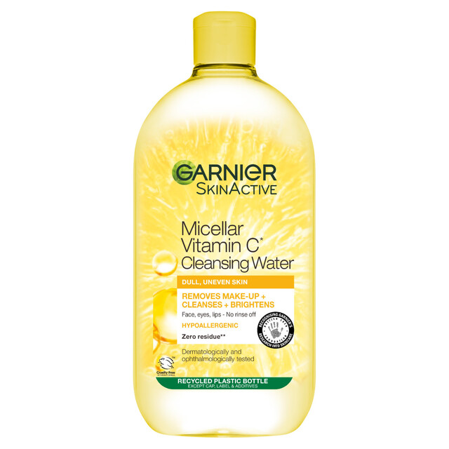 Garnier Vitamin C Micellar Water Make Up Remover 700ml | Brightening & Cleansing Face Care for All Skin Types | Infused with Vit C