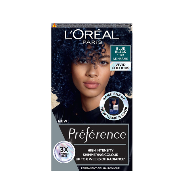 L'Oréal Paris Preference Vivids 1.102 Blue Black Permanent Hair Colour, High-Intensity Shade for Long-Lasting Vibrant Results