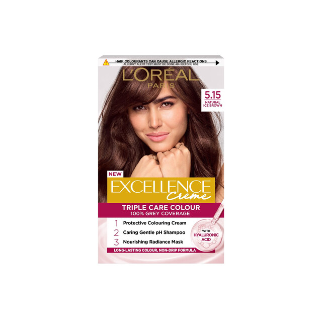 L'Oréal Paris Excellence Créme Permanent Hair Colour: 5.15 Natural Ice Brown - A Rich, Long-Lasting Brown Hair Dye