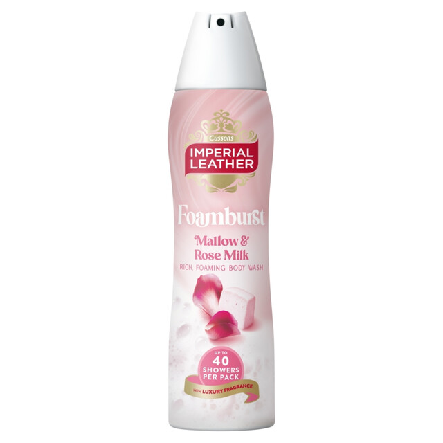 Imperial Leather Mallow & Rose Milk Foamburst Gel to Foam Body Wash 200ml - Luxurious Hydrating Shower Gel for Soft Skin