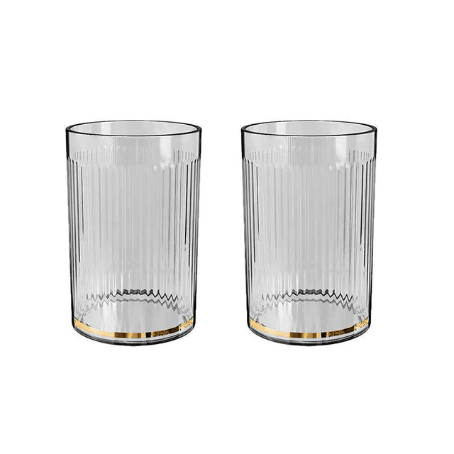 JORDAN&JUDY Midnight Black Mouthwash Cup Set, 2-Pack for Home & Bathroom Organization, Elegant Glass Rinsing Cups