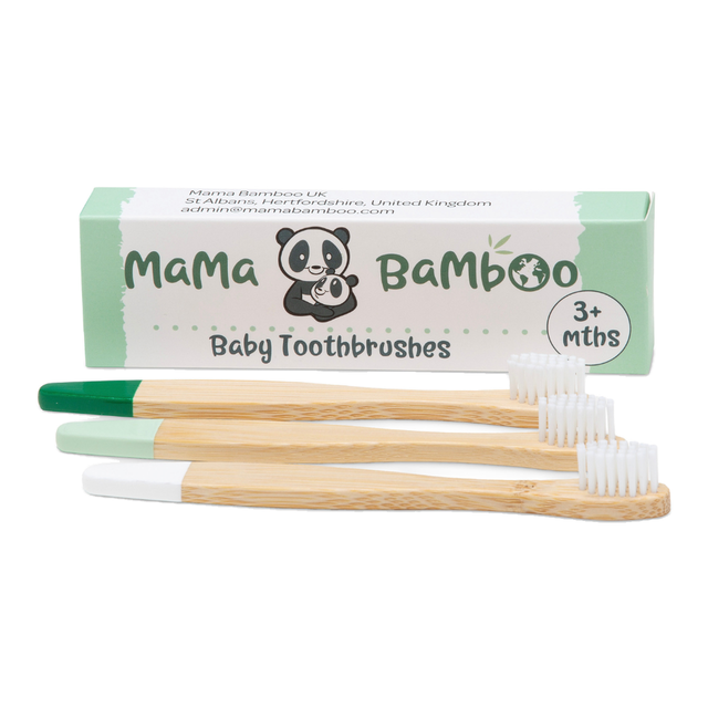 Mama Bamboo Baby Grooming Toothbrush Set for Infants 3+ Months – Soft Bristles Eco-Friendly 3 Pack BPA-Free