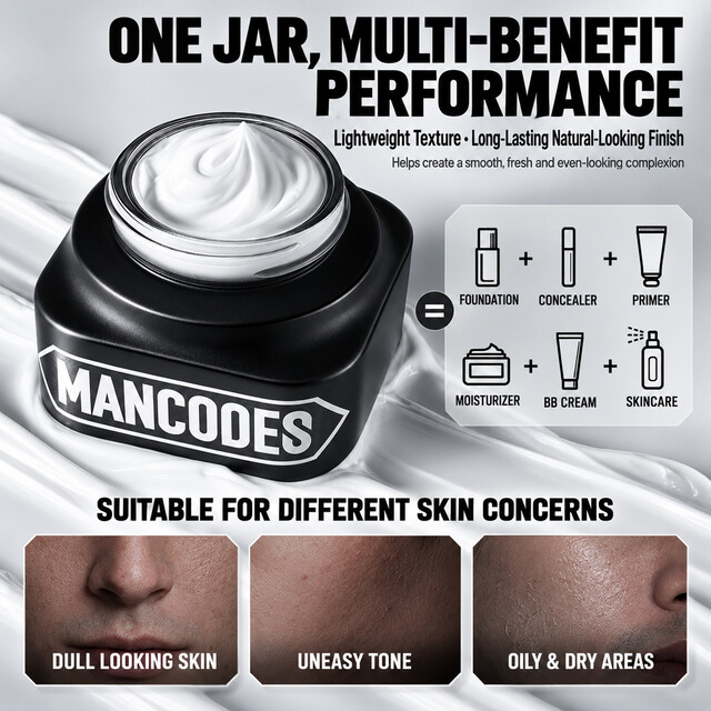 MANCODES Men's Tone-Up Cream 50g | Lightweight Face & Body Makeup for a Smooth, Even Complexion | Natural-Looking Coverage
