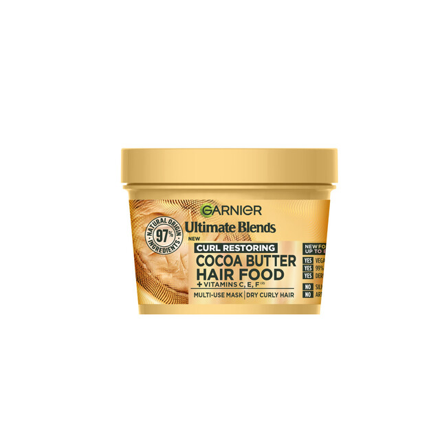 Garnier Hair Treatments and Masks Ultimate Blends Cocoa Butter Hair Food Mask 400ml for Deep Nourishing Repair and Shine
