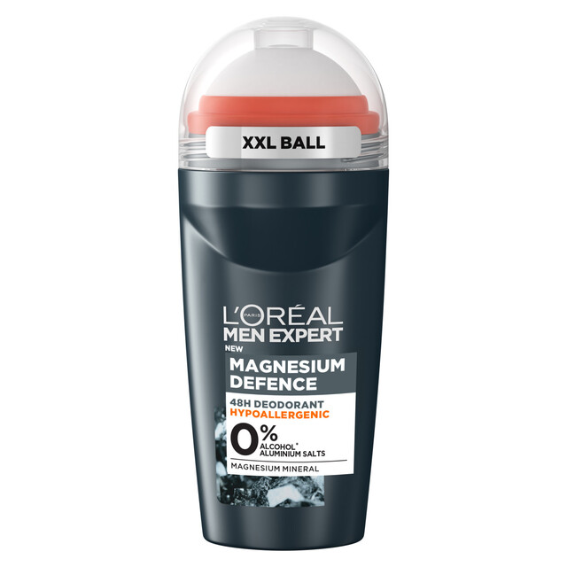 L'Oréal Men Expert Magnesium Defence Hypoallergenic Roll On Deodorant for men, 48H Protection, 50ml