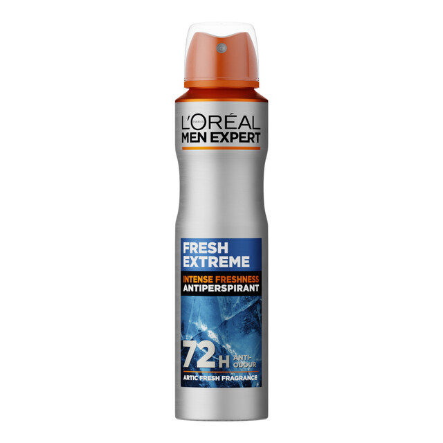 L'Oréal Men Expert Anti-Perspirant Deodorant Spray for men, Fresh Extreme Scent with 48 Hour Protection, 250ml Aerosol Can