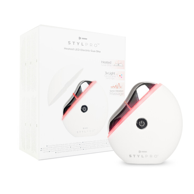 STYLPRO Heated LED Electric Gua Sha - 3 Light Facial Therapy, Sonic Vibration Massage for Face, Neck, Shoulder & Legs Sculpting