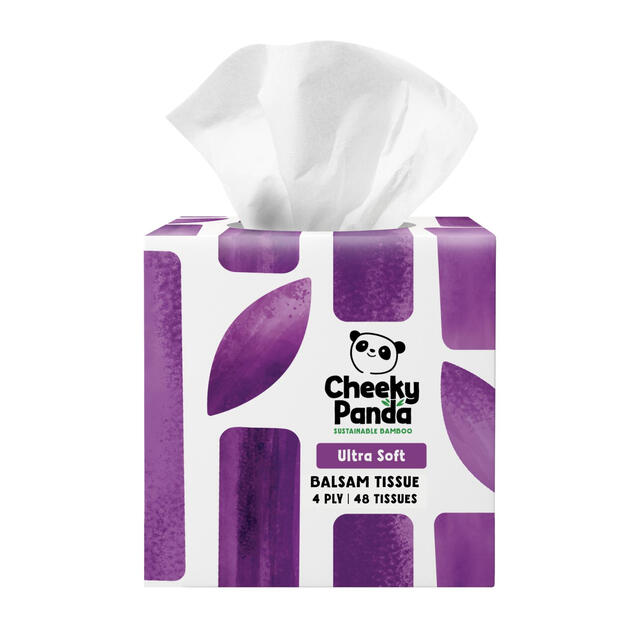 The Cheeky Panda Facial Tissues: Ultra-Soft 4-Ply Balsam Cube with 48 Sheets, Gentle & Soothing for Sensitive Skin